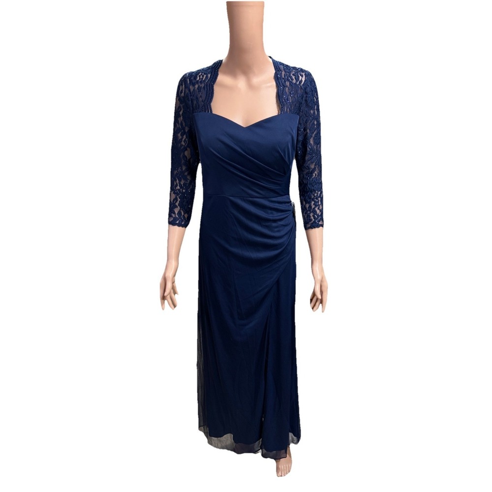 alex evenings dress Women's 4p 3/4 Sleeves Navy Pencil